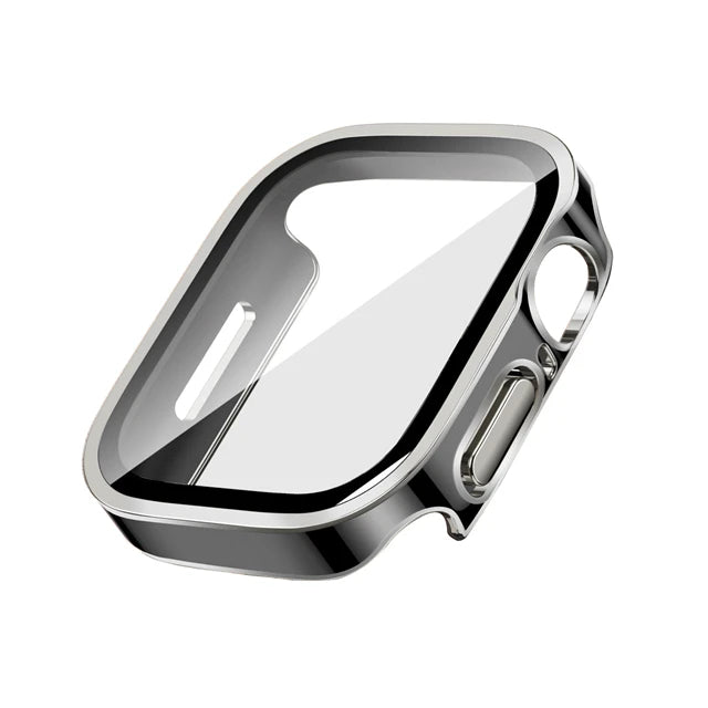 Glass+Case For Apple Watch 7 8 45mm 41mm 49mm 44mm 40mm straight edge Screen Protector Cover Case iWatch 4 5 SE 6 7 8 Ultra 49mm - Q-Happiness LTD