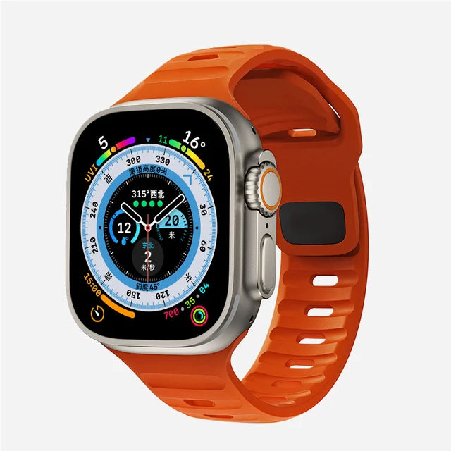 Strap For Apple Watch Band 49mm 44mm 45mm 41mm 40mm 42mm 38mm Soft Silicone sport Bracelet iwatch Serise 8 7 SE 6 5 9 Ultra 49mm - Q-Happiness LTD