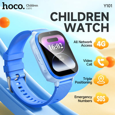 HOCO Y101 4G SmartWatch For Children Boy Girls 1.83 inch 2.5D HD Touch Screen Support GPS/LBS/WiFi/Call Kids Smart Watch 680mAh - Q-Happiness LTD