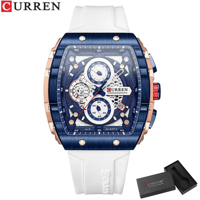 Men's Fashion Luxury Quartz Watch, Waterproof Silicone Strap - Model 8442, Elegant Chronograph Watch - Q-Happiness LTD