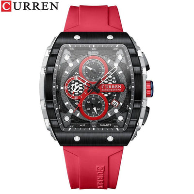 Men's Fashion Luxury Quartz Watch, Waterproof Silicone Strap - Model 8442, Elegant Chronograph Watch - Q-Happiness LTD