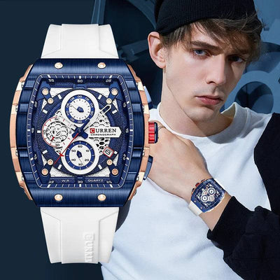 Men's Fashion Luxury Quartz Watch, Waterproof Silicone Strap - Model 8442, Elegant Chronograph Watch - Q-Happiness LTD