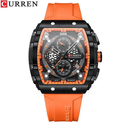 Men's Fashion Luxury Quartz Watch, Waterproof Silicone Strap - Model 8442, Elegant Chronograph Watch - Q-Happiness LTD