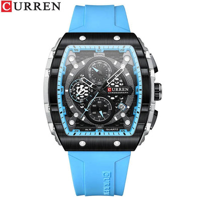 Men's Fashion Luxury Quartz Watch, Waterproof Silicone Strap - Model 8442, Elegant Chronograph Watch - Q-Happiness LTD