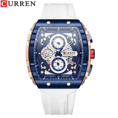 Men's Fashion Luxury Quartz Watch, Waterproof Silicone Strap - Model 8442, Elegant Chronograph Watch - Q-Happiness LTD