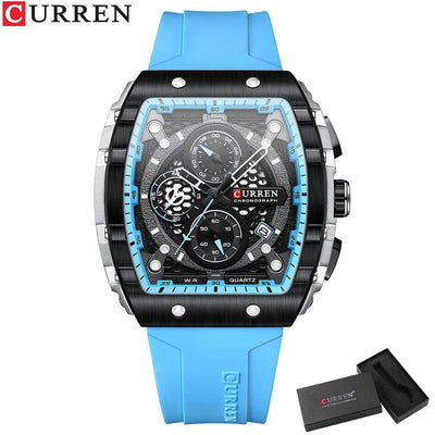 Men's Fashion Luxury Quartz Watch, Waterproof Silicone Strap - Model 8442, Elegant Chronograph Watch - Q-Happiness LTD