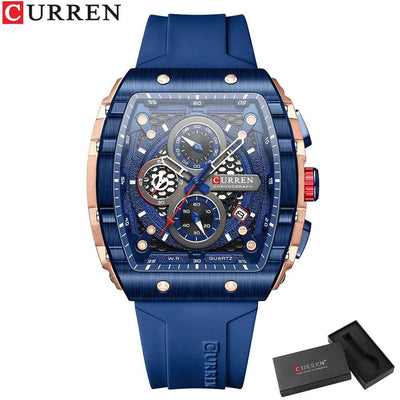 Men's Fashion Luxury Quartz Watch, Waterproof Silicone Strap - Model 8442, Elegant Chronograph Watch - Q-Happiness LTD