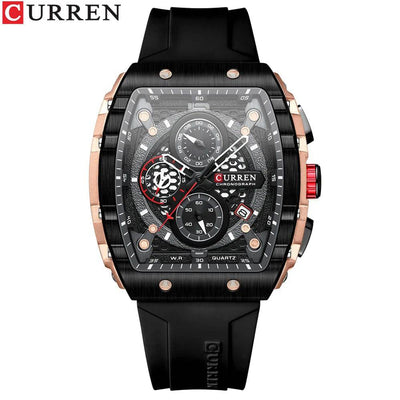 Men's Fashion Luxury Quartz Watch, Waterproof Silicone Strap - Model 8442, Elegant Chronograph Watch - Q-Happiness LTD