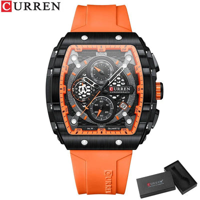 Men's Fashion Luxury Quartz Watch, Waterproof Silicone Strap - Model 8442, Elegant Chronograph Watch - Q-Happiness LTD