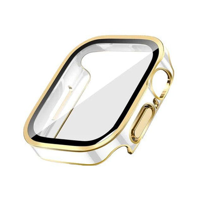 Glass+Case For Apple Watch 7 8 45mm 41mm 49mm 44mm 40mm straight edge Screen Protector Cover Case iWatch 4 5 SE 6 7 8 Ultra 49mm - Q-Happiness LTD