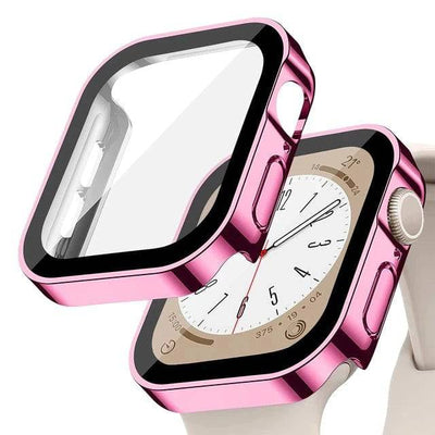 Glass+Case For Apple Watch 7 8 45mm 41mm 49mm 44mm 40mm straight edge Screen Protector Cover Case iWatch 4 5 SE 6 7 8 Ultra 49mm - Q-Happiness LTD