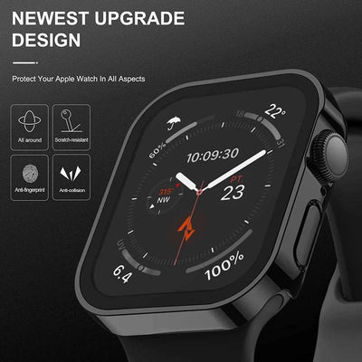 Glass+Case For Apple Watch 7 8 45mm 41mm 49mm 44mm 40mm straight edge Screen Protector Cover Case iWatch 4 5 SE 6 7 8 Ultra 49mm - Q-Happiness LTD