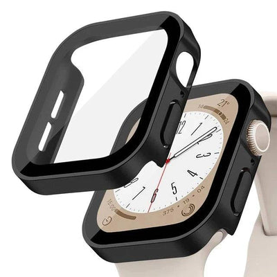 Glass+Case For Apple Watch 7 8 45mm 41mm 49mm 44mm 40mm straight edge Screen Protector Cover Case iWatch 4 5 SE 6 7 8 Ultra 49mm - Q-Happiness LTD