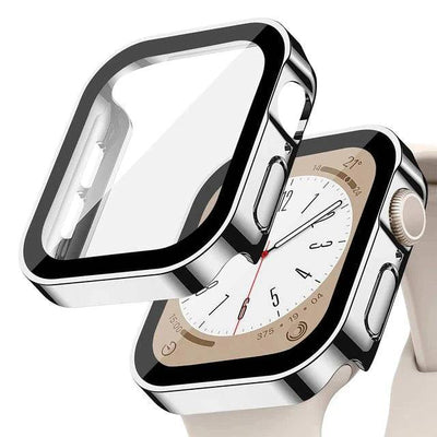 Glass+Case For Apple Watch 7 8 45mm 41mm 49mm 44mm 40mm straight edge Screen Protector Cover Case iWatch 4 5 SE 6 7 8 Ultra 49mm - Q-Happiness LTD