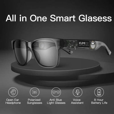 KUMI Meta V1 Smart Glasses Polarized Sunglasses Bluetooth glasses IPX4 Waterproof Open Ear Headphones Bluetooth Phone Call - Q-Happiness LTD