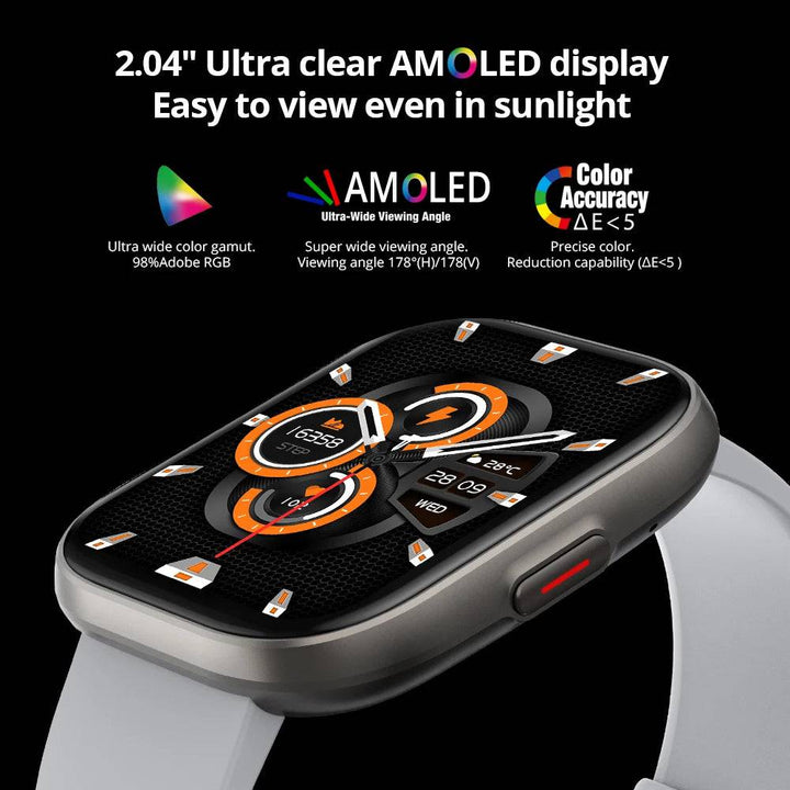 COLMI P68 Smartwatch 2.04'' AMOLED Screen 100 Sports Modes 7 Day Battery Life Support Always On Display Smart Watch Men Women - Q-Happiness LTD