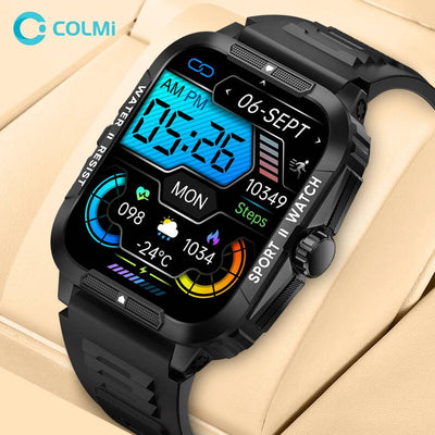 COLMI P76 1.96" Outdoor Military Smartwatch Men Bluetooth Call Smart Watch 3ATM IP68 Waterproof Sports Fitness Watches - Q-Happiness LTD