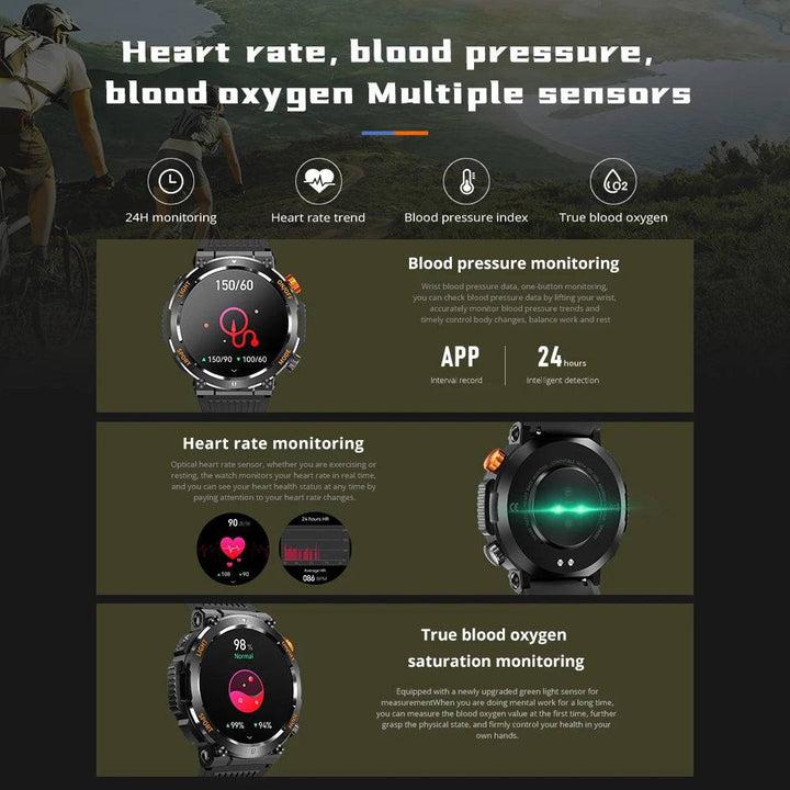 COLMI V68 1.46'' HD Display Smartwatch Men 100 Sports Modes Compass Flashlight Military Grade Toughness Smart Watch - Q-Happiness LTD