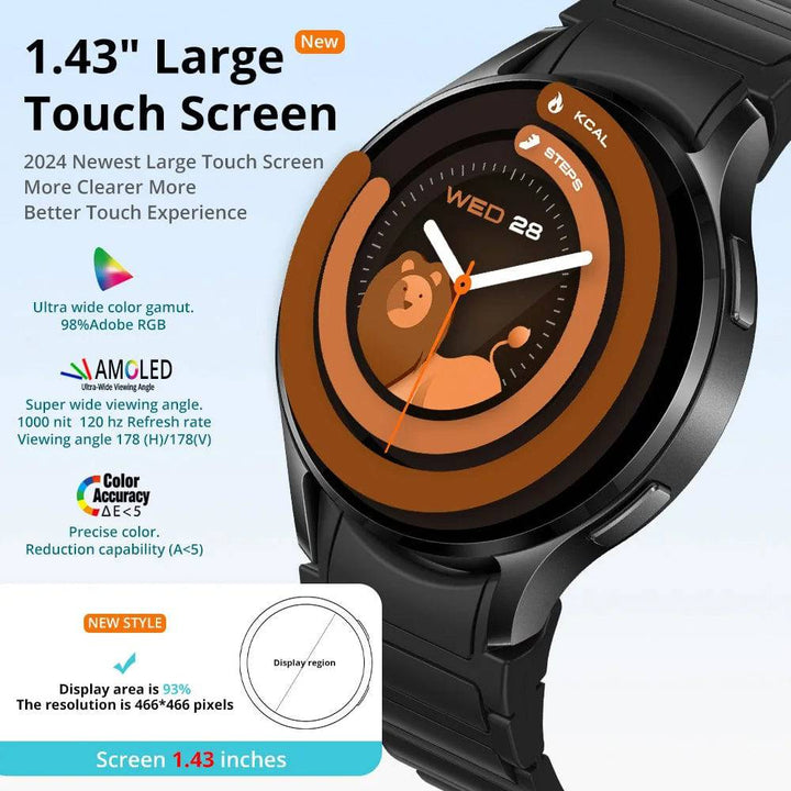 COLMI i28 Ultra AI Smartwatch – 1.43" AMOLED HD Display, Built-in AI Assistant, Bluetooth Call, and Muslim Prayer Features - Q-Happiness LTD