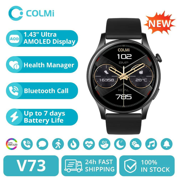 [2024 New] COLMI V73 Smartwatch AMOLED Display Bluetooth Calls Health Fitness Tracking Smart Watch for Men Women - Q-Happiness LTD