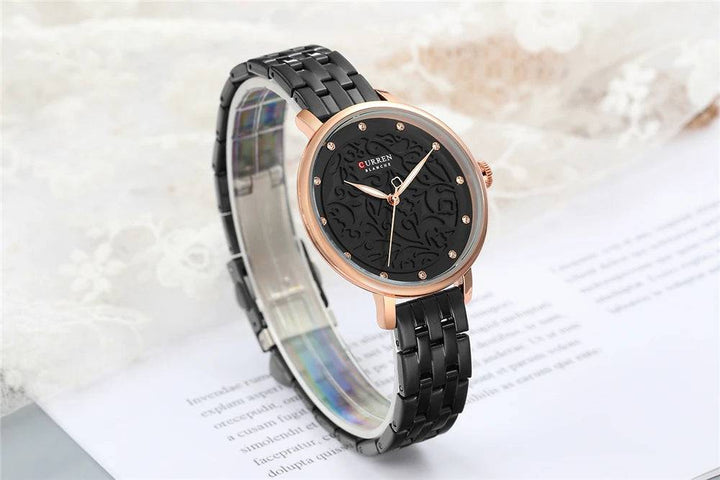 Ladies Simple Fashion Casual Quartz Watch - Waterproof Stainless Steel, Model 9046 - Q-Happiness LTD