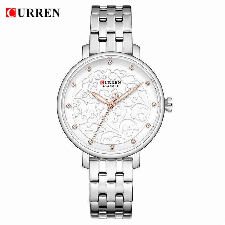 Ladies Simple Fashion Casual Quartz Watch - Waterproof Stainless Steel, Model 9046 - Q-Happiness LTD