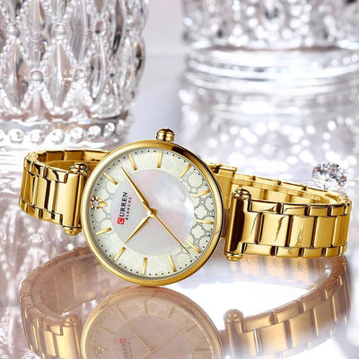 Women Watches - Top Brand Luxury Japan Quartz Movement Stainless Steel Waterproof Wristwatch, Model 9072 - Q-Happiness LTD