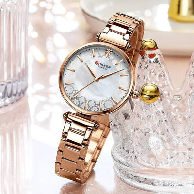 Women Watches - Top Brand Luxury Japan Quartz Movement Stainless Steel Waterproof Wristwatch, Model 9072 - Q-Happiness LTD