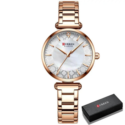 Women Watches - Top Brand Luxury Japan Quartz Movement Stainless Steel Waterproof Wristwatch, Model 9072 - Q-Happiness LTD